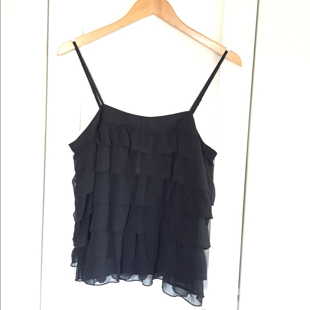 Old Navy Black Ruffled Tiered Cami  Size M NWOT